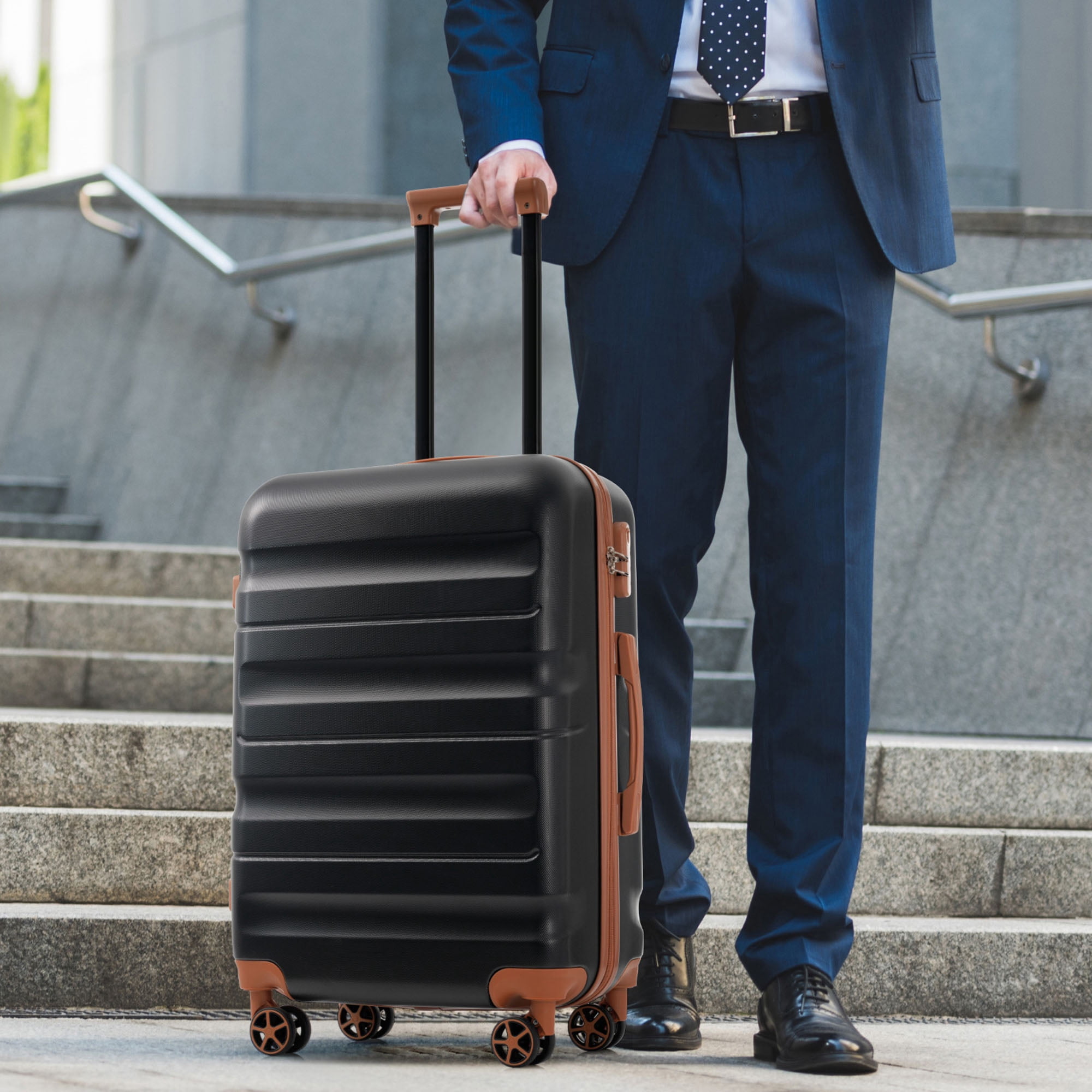 6-Piece ABS Hardshell Luggage Set - Lightweight & Durable Suitcases with Dual Spinner Wheels, Carry-On & Check-In Sizes for Travel & Business