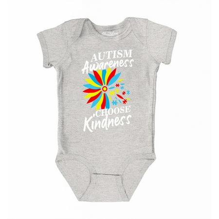 

Shop4Ever Autism Awareness Flower Choose Kindness Baby s Bodysuit Infant Cotton Romper 6 Months Heather Grey