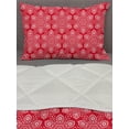 thumbnail image 3 of Christmas Comforter & Sham Bedding Set, Merry Monochrome Pattern of Snowflake Motif with Dots Winter Image, 3 pcs Duvet Set Microfiber Filling Quilt, 5 Sizes, Dark Pink White, by Ambesonne, 3 of 4