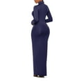 thumbnail image 4 of Kaemgyyd Cocktail Dresses for Women Turtleneck Long Sleeve Stretch Maxi Dress Solid Color Slim Bodycon Pencil Dress, 4 of 6