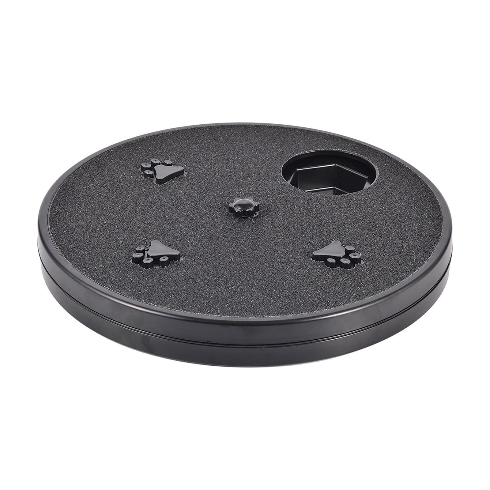 Pet Nail Scratch Board with Sandpaper | Rotating Slow Feeder Toy for Cats & Dogs | 2-in-1 Puzzle Treat Dispenser | Suction Cup Base | 12.99x12.99x1.57 in，Black