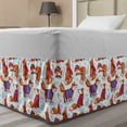 thumbnail image 1 of Fox Bed Skirt, Snow Foxes with Winter Sweaters and Scarf Cartoon Vulpe Friends in Cozy Environment, Elastic Bedskirt Dust Ruffle Wrap Around for Bedding Decor, 4 Sizes, Multicolor, by Ambesonne, 1 of 2