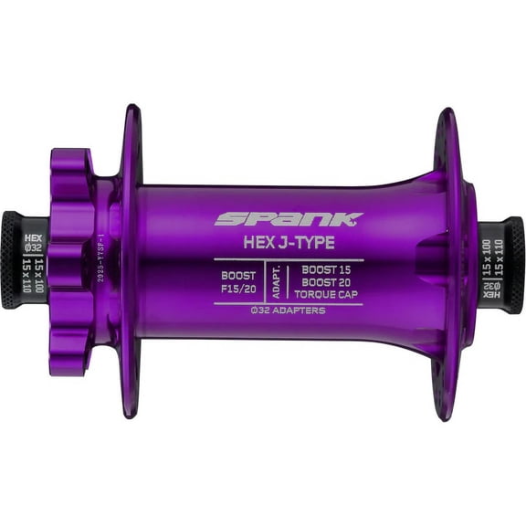 Spank HEX J-TYPE Boost F15/20 Front Hub Purple Oversized Bearings