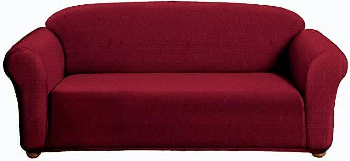 Milan Furniture Slipcover Fitted Protector Couch Cover Jacquard Soft Stretch Non Slip Fabric, Loveseat, Burgundy