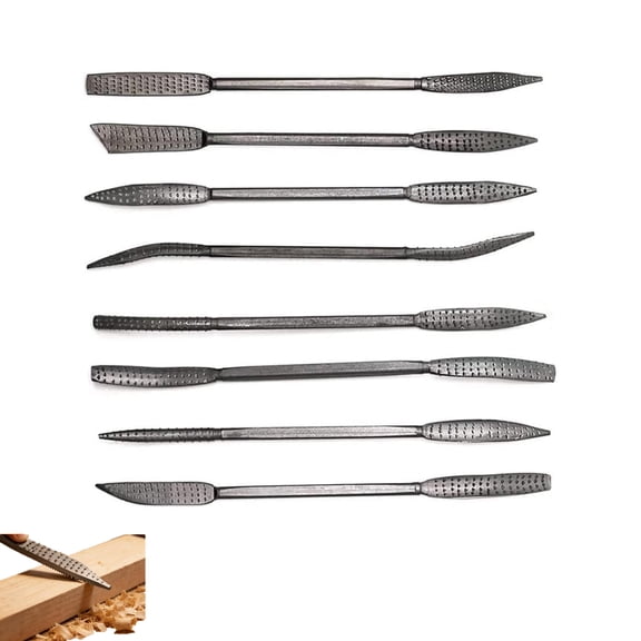Kettion 8pcs Wood Files and Rasps, Wood Carving Kit, Double Ended Riffler Rasp Set, Special Shaped File Set for Woodworking