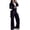 Black, variant on EazyTech Women's Casual 2 Piece Outfit Long Sleeve Button Down Cardigan and Loose Wide Leg Cargo Pants Set With Pockets Tracksuit