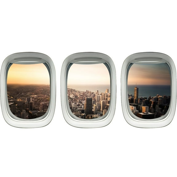 VWAQ Chicago City Skyline Wall Decal Cityscape Wall Sticker Aviation Decor VWAQ-PPW12