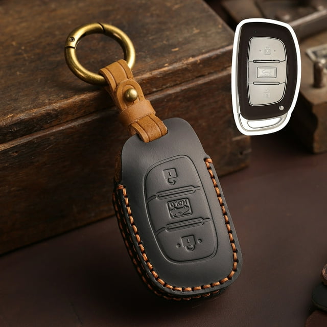 Car Key Fob Cover Case Protector For Hyundai Elantra朗动 IX35名图悦动瑞纳 Key Case Cover Leather
