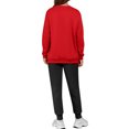 thumbnail image 4 of Women's Two-Piece Casual Suit, Solid Color Fleece-Lined Suit with Contrast Colors, Sweatpants with Pockets, Fashionable and Warm Outfit,Red,L, 4 of 6