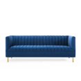 thumbnail image 3 of Tufted Sofa, Velvet, Blue Navy, Modern Contemporary Urban Design, Living Lounge Room Hotel Lobby Hospitality, 3 of 8
