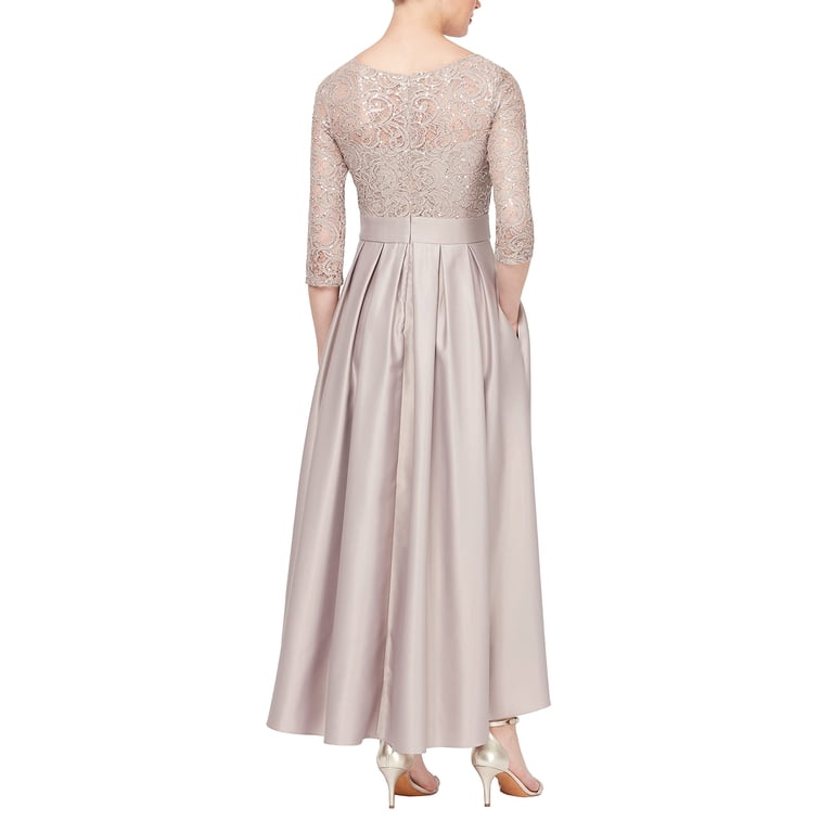 alex evenings sequin lace cocktail dress Alex Evenings Plus Audrey Rosette Lace Short Dress Champagne / 20W main image 0
