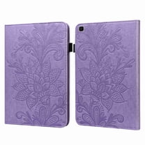 Dteck Case for Samsung Galaxy Tab A 8.0 SM-T290/SM-T295 2019 Without S Pen Model, Premium Leather Embossed Pattern Folding Stand Magnetic Closure Wallet Cover with Card Pencil Slots, Purple