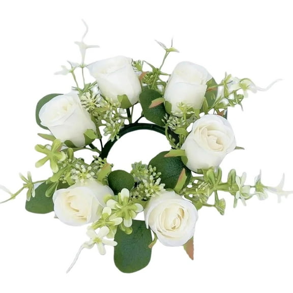 Flowers Small Candle Rings Wreaths for Decorative Table Centerpieces Realistic Rose Arrangement for Weddings and Home Flower Garlands