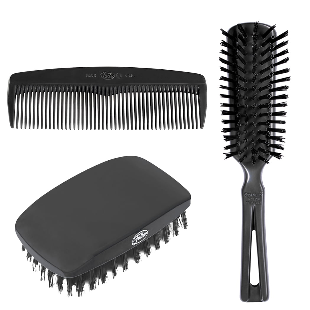 Vintage Tilton & Cook Nylon Comb 'n' Hair Brush 3 Rows of Teeth 2 Pack NEW B/W 