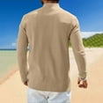 thumbnail image 4 of Donemore Men's Bamboo Linen Relaxed Fit Long Sleeve Shirt Button Stand Collar Breathable Pocket Casual Top Stylish Business Casual Style, 4 of 9