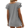thumbnail image 5 of Womens Ruffle Sleeve T Shirts Petal Sleeve V Neck Casual Tees Summer Basic Tops, 5 of 6