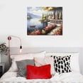 thumbnail image 3 of PRATYUS Fall Decor Town Oil Painting Coast Flowers Ready to Hang Canvas Wall Art Picture 20x16in, 3 of 3