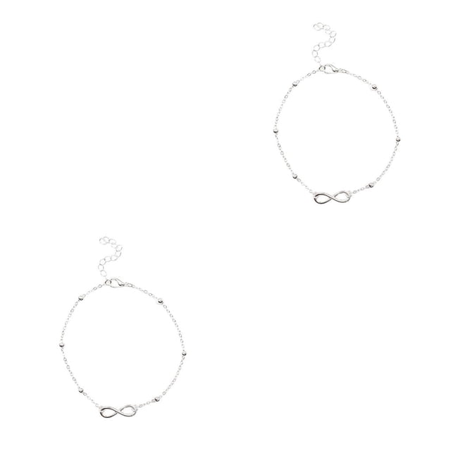 Minnieouse Tobillera para niñas, adorno de joyería, cadenas para pies para decoración de vestidos, plata en forma de 8 plata en forma de 8 2piezas Minnieouse CBP200258