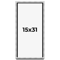 15x31 Frame Brushed Silver Solid Wood Picture Frame | 0.75 Inch Moulding Width | Rabbet Depth 0.75