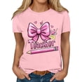 thumbnail image 2 of Xuyuer Women Graphic Print Round Neck Short Sleeve T-Shirt, Summer T-Shirt For School Season, 2 of 5