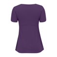 thumbnail image 4 of Purple Womens Tops Womens Front Knotted V Neck Blouse T Shirt Short Sleeve Oversized Tunic Tops Summer Solid Pullover Tees Shirts for Women, 4 of 6