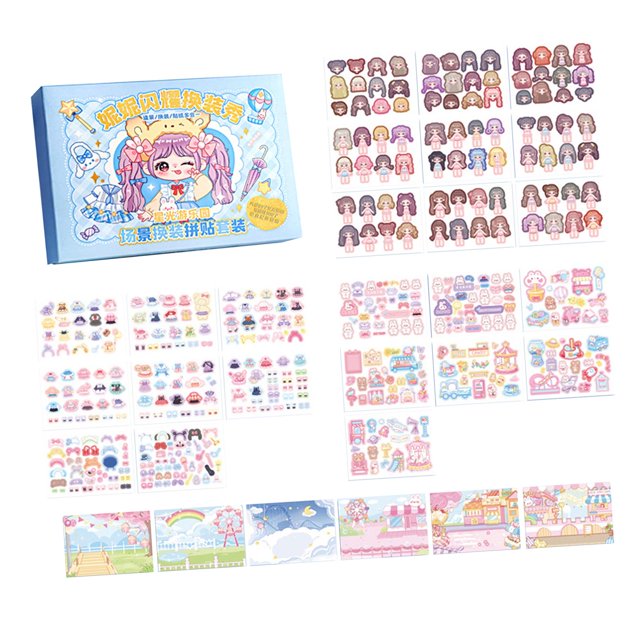 Livre d'Autocollants pour Visage Activités Mode Plus de 80 Visages et 300 Autocollants Robe Fille Mignonne
