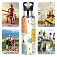 thumbnail image 5 of Lovely Pencils Hand Painted Sports Bottle with Straw Stainless Steel Water Jug Portable Thermal Cup Leak-proof 600ML, 5 of 9