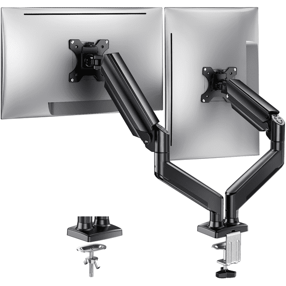 Dual Monitor Mount Stand for 13-32 inch Screens, 360° Heavy Duty Adjustable Arm Desk Mount with Tilt, Swivel, Rotation, Holds Up to 22lbs per Monitor Arm
