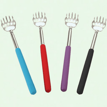 (4-Pack) Telescoping Bear Claws Scratchers, Metal Back/Hand Massagers with Rubber Grip