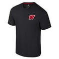 thumbnail image 2 of Men's Colosseum Black Wisconsin Badgers Logo Lockup 2-Hit Active Blend T-Shirt, 2 of 3