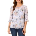 thumbnail image 1 of CAMISAS DE MUJER INSPIRE CHIC CON MANGAS 3/4 Y HEM RIZADO DE FLORES EN CHIFFON COLOR PÚRPURA, 1 of 7