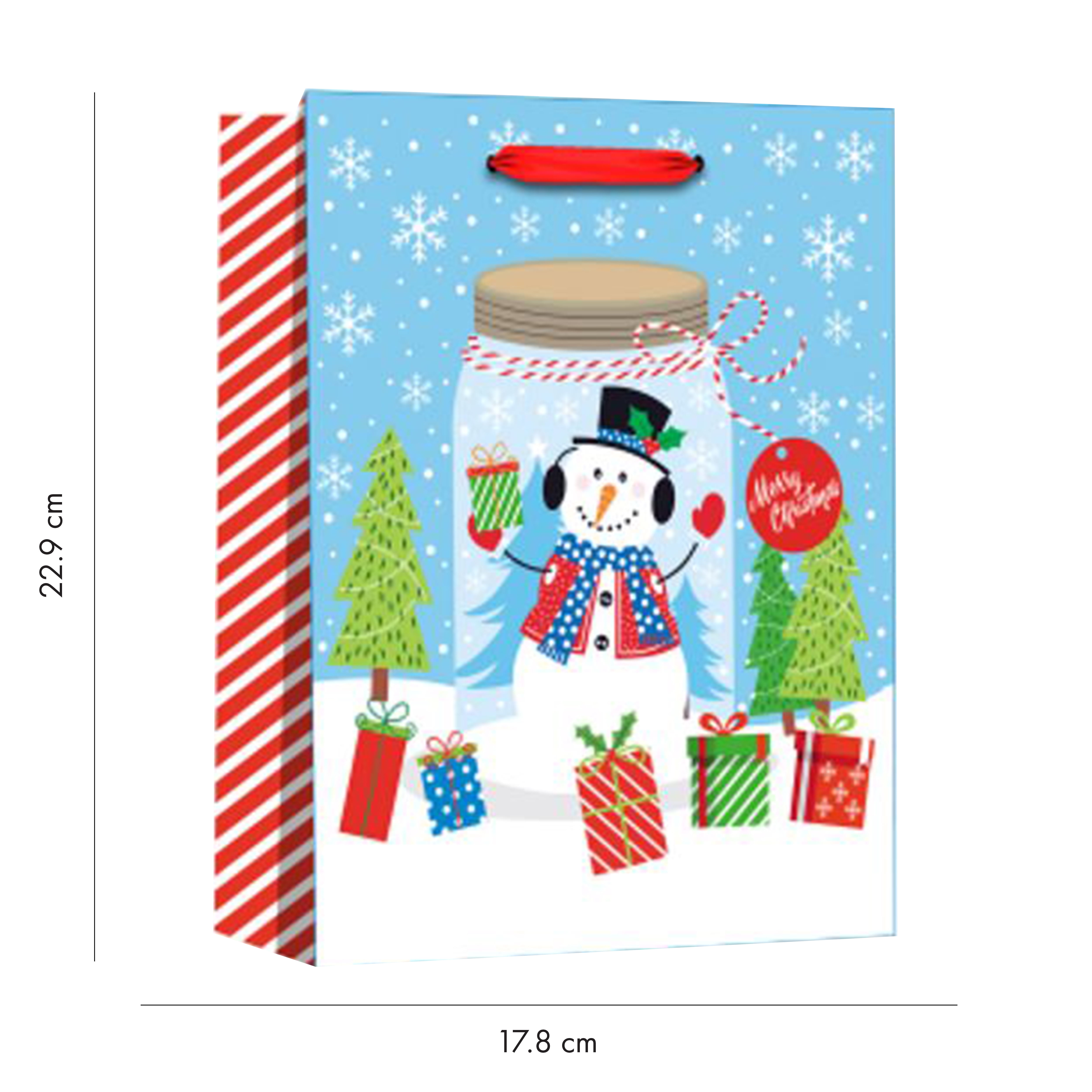 Holiday Time Glitter Gift Bag with Snowman Pattern, CHRISTMAS GIFT BAG WITH SNOWMAN PATTERN