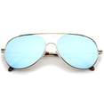 thumbnail image 2 of zeroUV Unisex Classic Brow Bar Semi-Rimless Colored Mirror Lens Aviator Sunglasses 57mm (Gold / Blue Mirror) - 57mm, 2 of 5