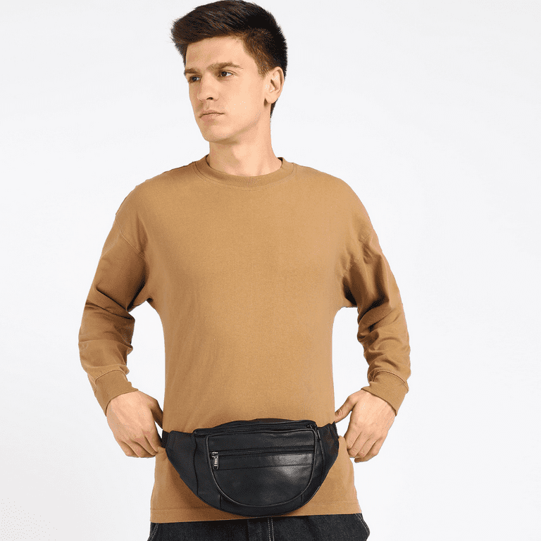 Leatherboss Designer Waist Bag Genuine Leather with Nylon