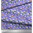 thumbnail image 3 of Soimoi Polyester Crepe Fabric Tree & House Architectural Printed Craft Fabric by The Yard 52 Inch Wide, 3 of 5