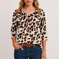 thumbnail image 5 of Iaqnaocc Womens Tops 3/4 Sleeve Silk Satin Dressy Casual Cowl Neck Tunic Blouses Fashion Color block T-Shirts Loose Fit Spring Summer Tops Light Brown L, 5 of 6