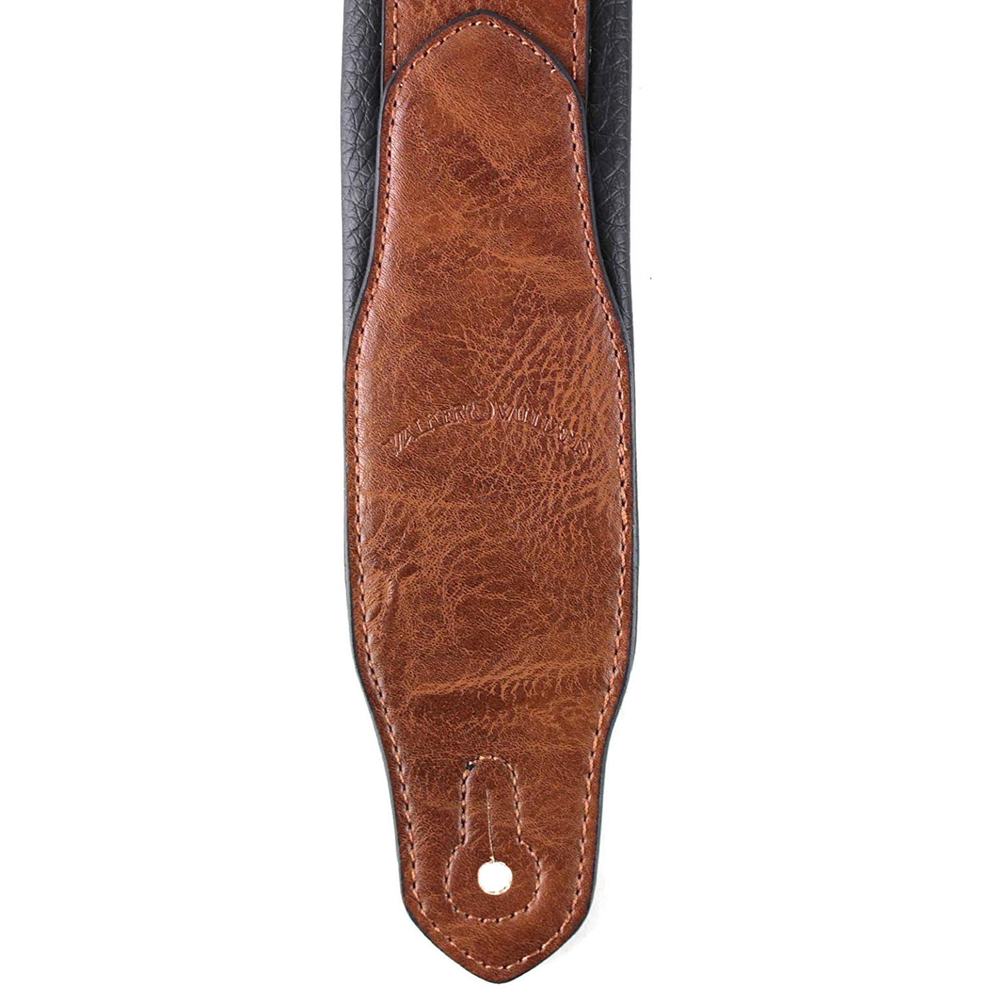 Walker & Williams G-102 Dark Harness Tan Guitar Strap with Padded Glove Leather Back