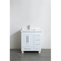 Acclaim C 30 Inch Transitional White Bathroom Vanity with white carrera marble Countertop