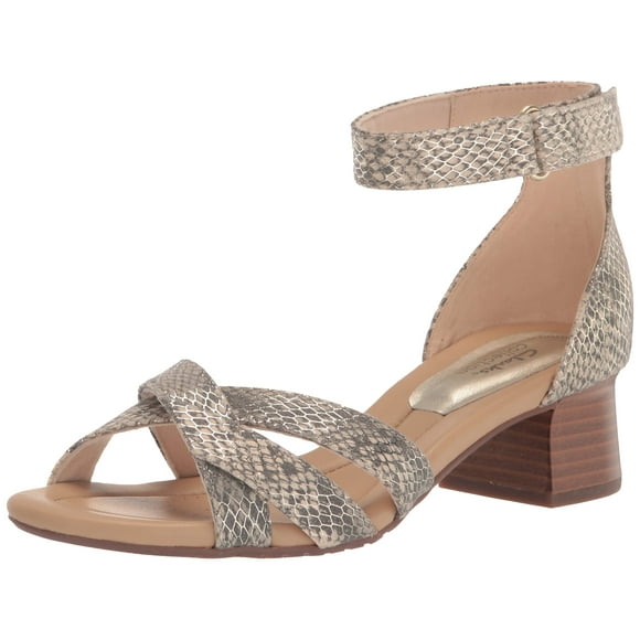 Clarks Women's Desirae Lily Heeled Sandal, Beige Metallic Synthetic, 6.5