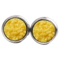 thumbnail image 2 of Pendientes redondos de aro de acero inoxidable Qarigey con incrustaciones de diamantes de imitación amarillo, 2 of 6
