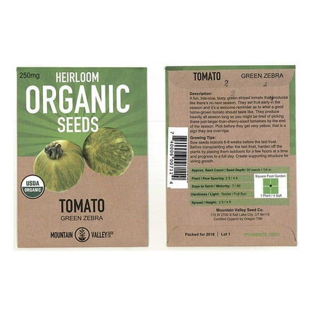 Green Zebra Tomato Seeds - Tomato Garden Seeds - Green Zebra - 250 mg Packet - Non-GMO, Organic, Heirloom, Vegetable Gardening Seed
