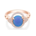 thumbnail image 3 of AFFY Simulated Blue Opal & White Cubic Zirconia Halo Twisted Band Fashion Ring For Womens 14k Rose Gold Plated Ring Size- 9, 3 of 7