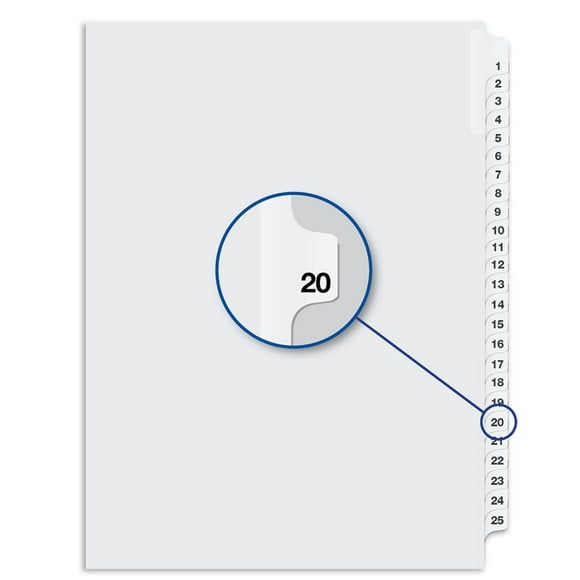 Quest QW1185-1/25-20 Quest Numerical Litigation Index Divider 13 to 25 #20 - 1 Each