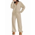 thumbnail image 2 of 2 Piece Lounge Sets for Women Oversized Button Up Cardigan Wide Leg Pants Matching Y2K Clothes Color XL, 2 of 9