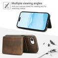 thumbnail image 2 of Decase for iPhone 16e Flip PU Leather Back Cover with 2-in-1 Detachable Magnetic Wallet with 5 Card Slots Compatible Mag-Safe and RFlD Blocking Kickstand and Wireless Charging,Brown, 2 of 6