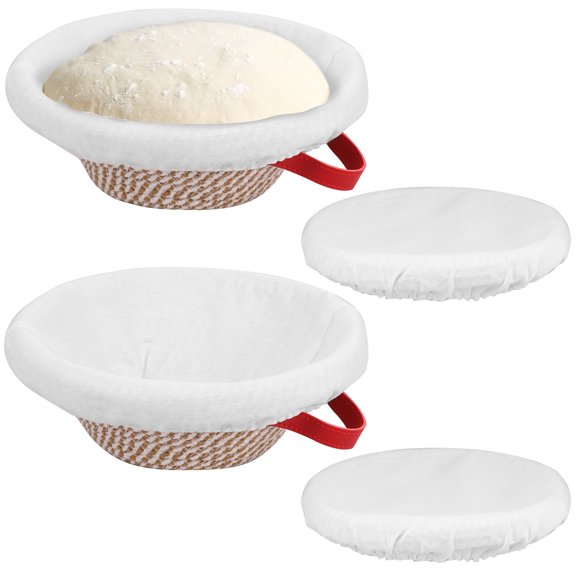 Ikoopy Cotton Rope Proofing Basket for Bread Baking Oval And Round Banneton Bread Basket with Liner And Cover for Homemade Sourdough Baking