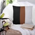thumbnail image 3 of 14x14 Pillow Covers Set of 2, Black Brown Throw Pillow Covers Decorative Couch Cushion Case, Contemporary Striped Boho Art Microfiber Square Pillowcases for Bedroom Car Living Room, 3 of 7