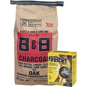 B&B Charcoal Bundled with Firelight 18 Pack Firestarters by Evergreen Farm and Garden - (Oak Lump, 20 lb Bag)