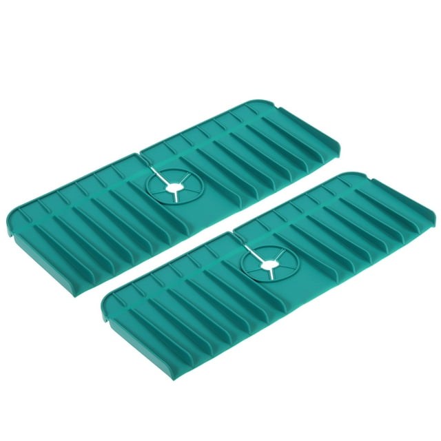 Unique Bargains 2 Pack Kitchen Sink Splash Guard, 14.5' x 5.3' Silicone Faucet Water Catcher Mat for Kitchen Countertop, Green