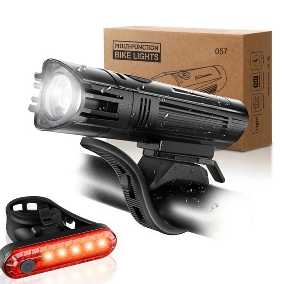 Kifunppy Bike Light Set Headlight and Tail Light Set, USB Rechargeable Bike Lights Front and Back